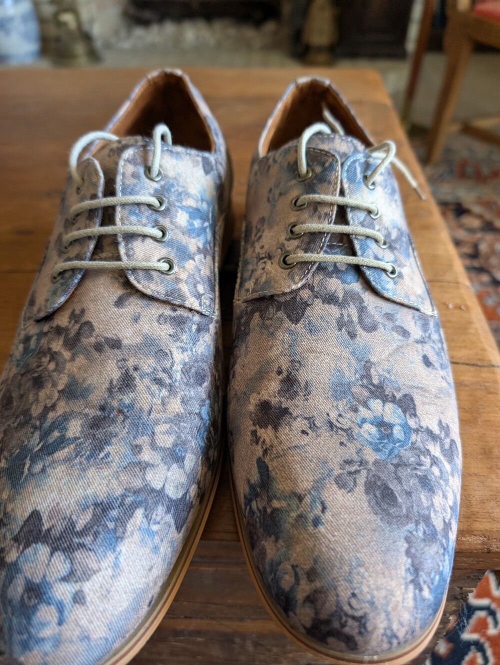 Polar Fox Men's Paco Floral Derby Dress Shoes - Azure Blue - Size 11